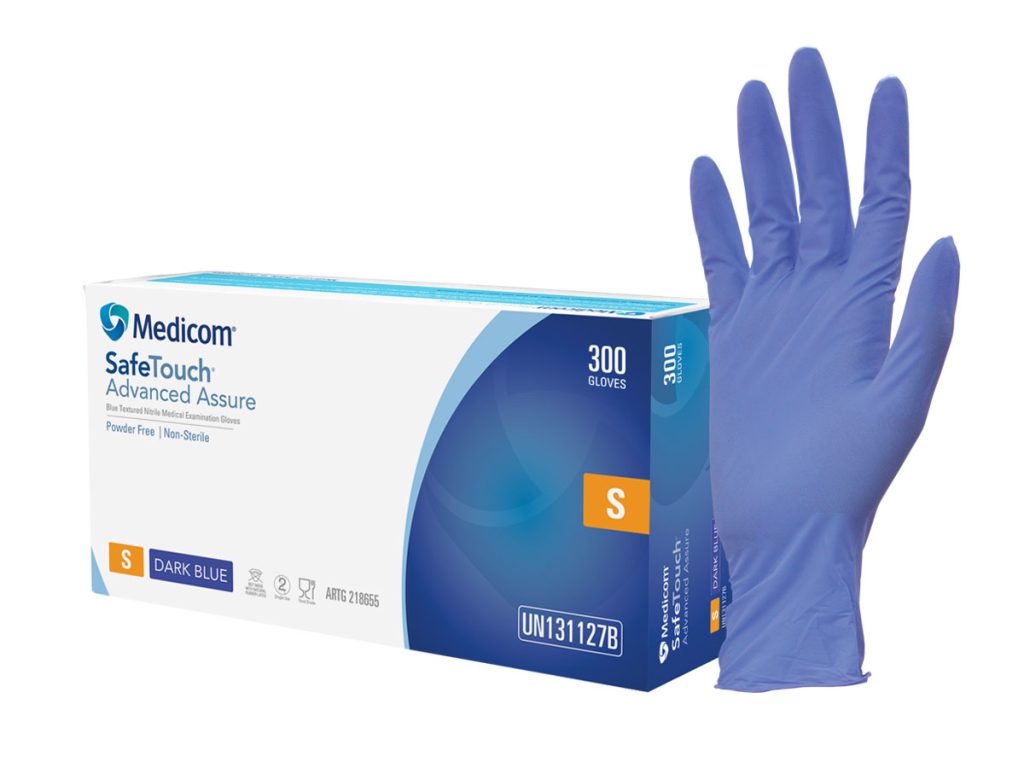 Vitals True Fit Thin - Blue Textured Nitrile Gloves | Medicom Australia