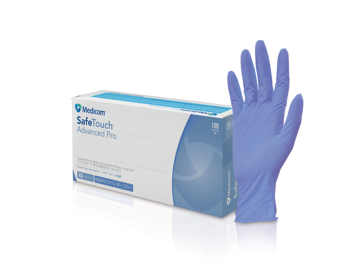 SafeTouch Advanced Pro Long Cuff I Violet Nitrile Gloves - Powder Free ...