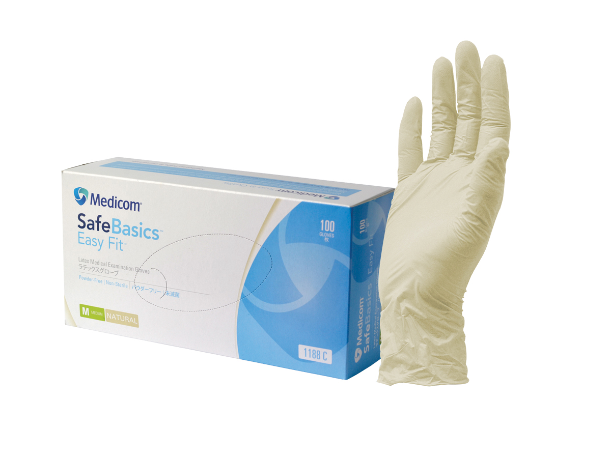 SafeBasics Easy Fit Latex Medical Examination Gloves - Powder Free ...