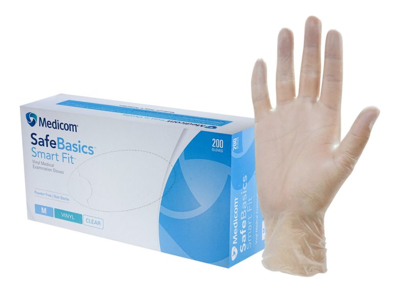 SafeBasics Smart Fit Vinyl Medical Examination Gloves Australia