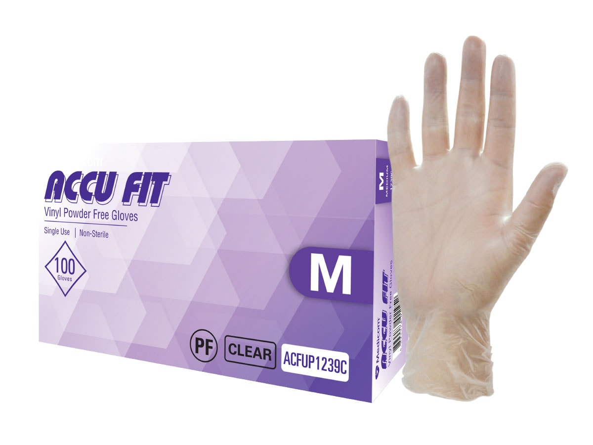 pleegouders in stand houden Vochtig Accu Fit - Vinyl Powder Free Gloves | Medicom Australia