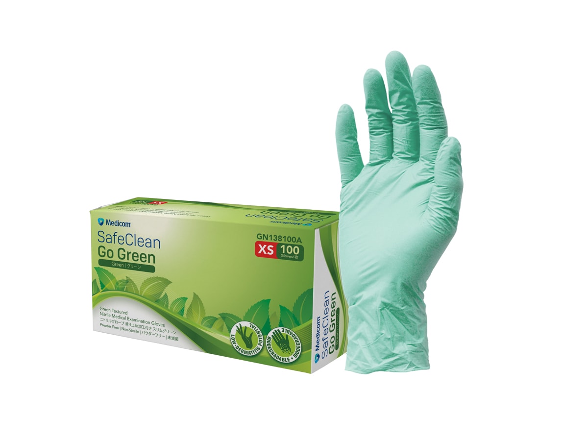 SafeClean Go Green Textured Nitrile Examination Gloves Australia